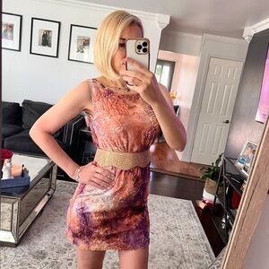Purple and Orange Sleeveless Mini Sundress belt not included